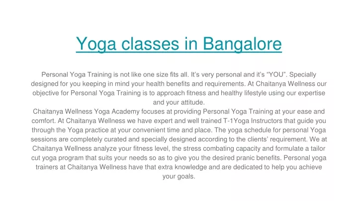 yoga classes in bangalore