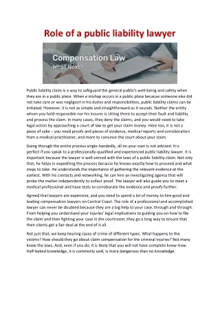 Role of a public liability lawyer
