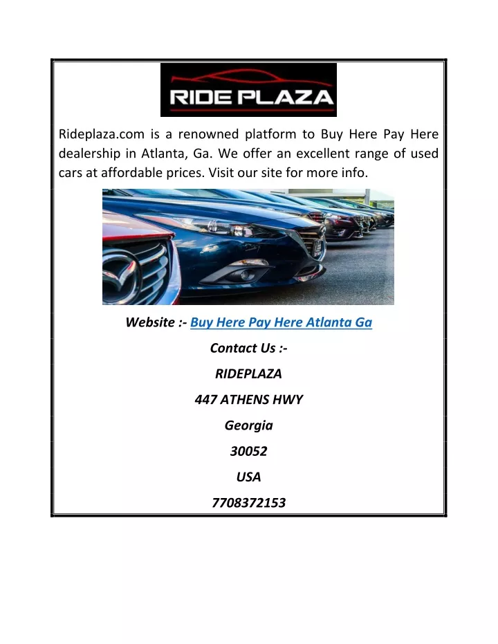 rideplaza com is a renowned platform to buy here