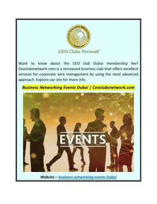 Business Networking Events Dubai  Ceoclubsnetwork