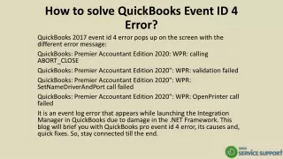 How to solve QuickBooks Event ID 4 Error?