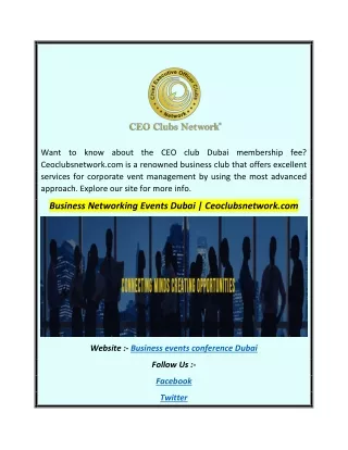 Business Events Conference Dubai  Ceoclubsnetwork