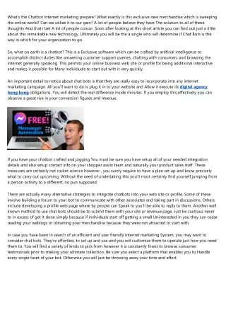 what s the chatbot internet marketing prepare