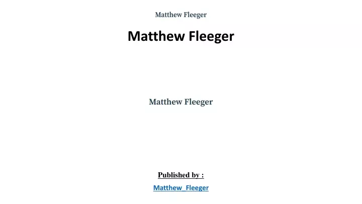 matthew fleeger