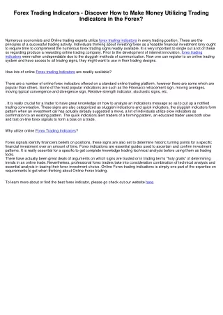 forex trading indicators discover how to make