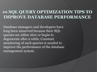 10 SQL Query Optimization Tips to Improve Database Performance