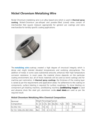 nickel chromium metalizing wire