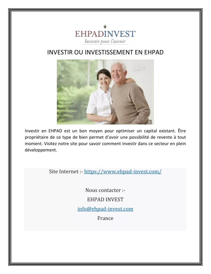 investir ou investissement en ehpad