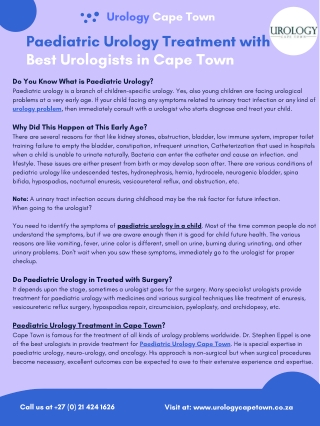 Paediatric Urology Treatment with Best Urologists in Cape Town