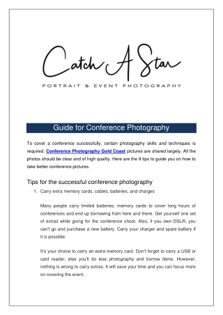 Guide for Confrence Photography