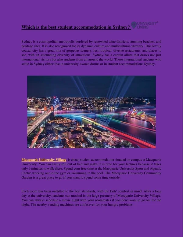 PPT - Which is the best student accommodation in Sydney PowerPoint ...