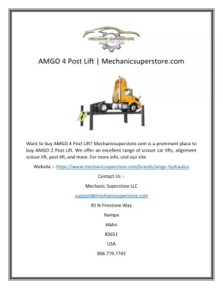 amgo 4 post lift mechanicsuperstore com