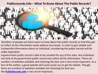 Publicrecords.Info – What To Know About The Public Records?