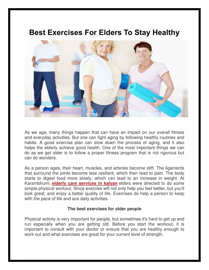 best exercises for elders to stay healthy