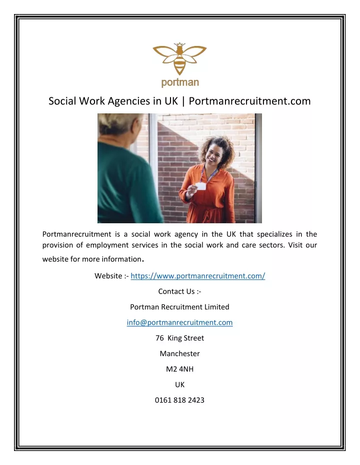 social work agencies in uk portmanrecruitment com