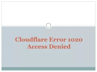 Cloudflare Error 1020 Access Denied