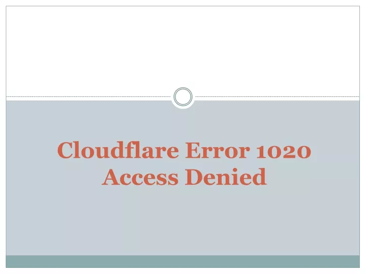 cloudflare error 1020 access denied