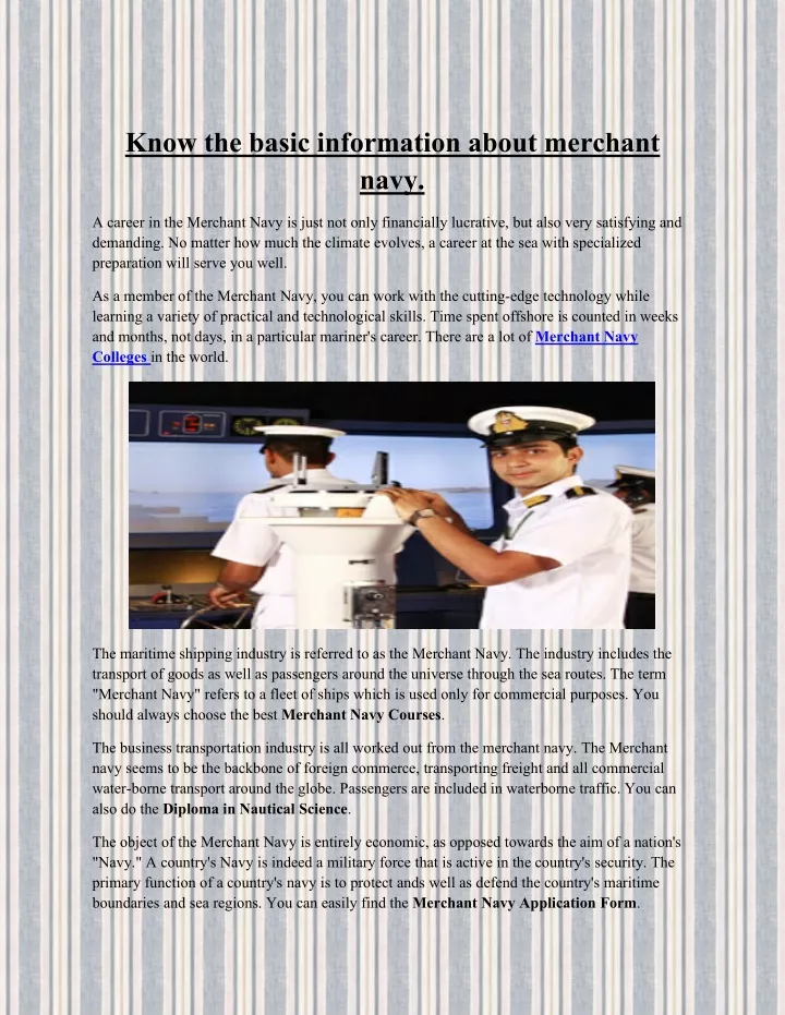 know the basic information about merchant navy