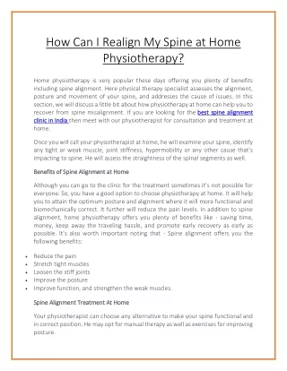 how can i realign my spine at home physiotherapy