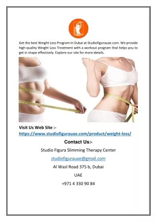 get the best weight loss program in dubai