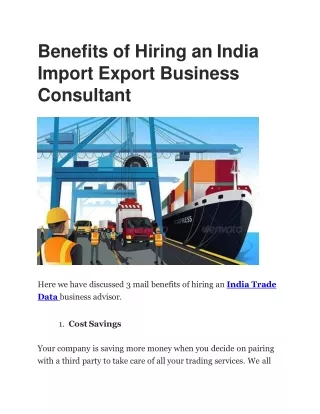 benefits of hiring an india import export business consultant