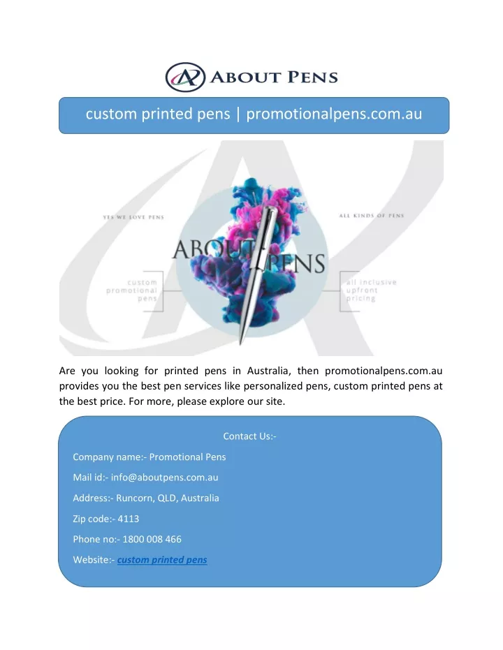 custom printed pens promotionalpens com au