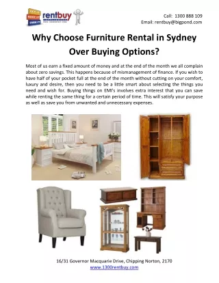 Why choose furniture rental in Sydney over buying options?