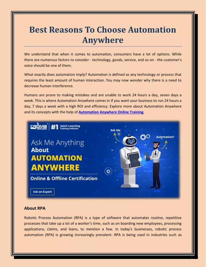 best reasons to choose automation anywhere