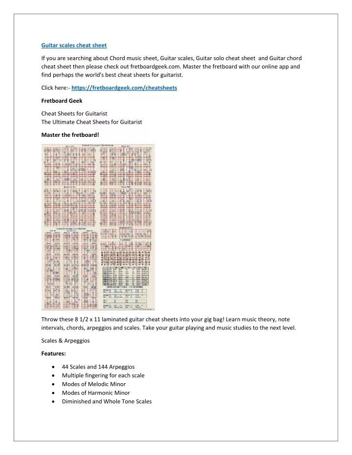 guitar scales cheat sheet