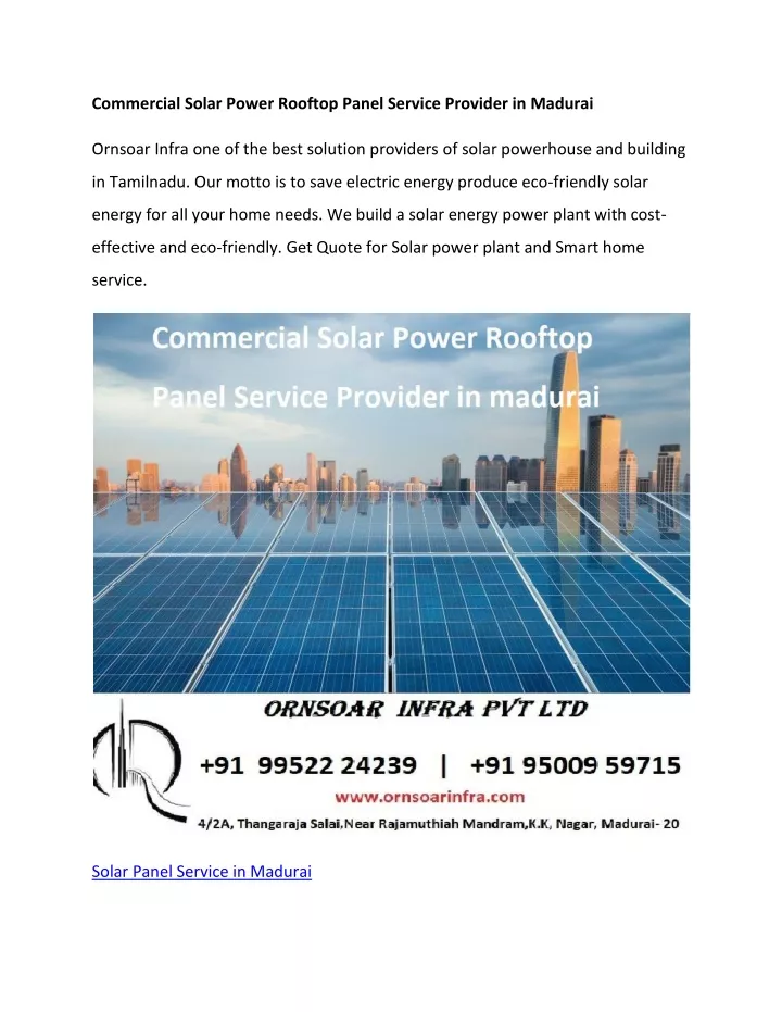commercial solar power rooftop panel service