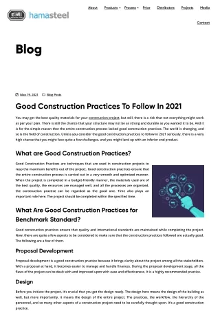 Good Construction Practices To Follow In 2021 - Hamasteel