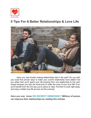 5 Tips For A Better Relationships & Love Life