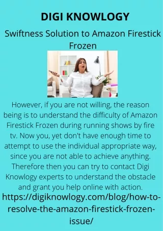 Swiftness Solution to Amazon Firestick Frozen