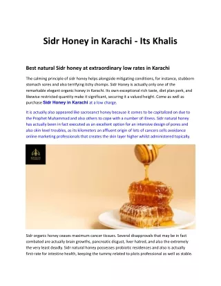 sidr honey in karachi its khalis
