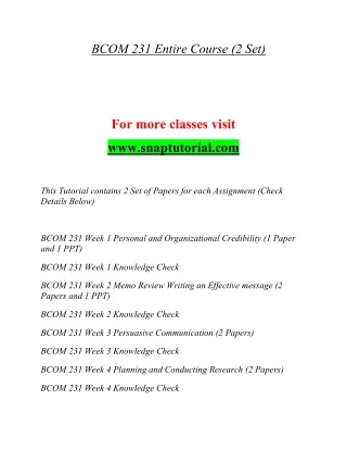 bcom 231 entire course 2 set