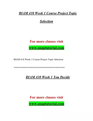 BIAM 410 Inspiring Communication / snaptutorial.com
