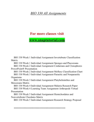 BIO 330 Inspiring Communication / snaptutorial.com
