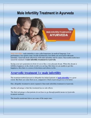 Male Infertility Treatment in ayurveda