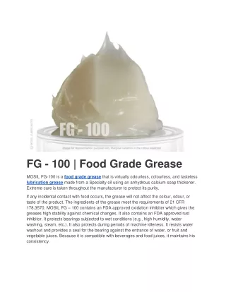 Food grade grease lubrication grease