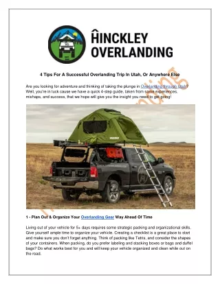 4 Tips For A Successful Overlanding Trip In Utah, Or Anywhere Else