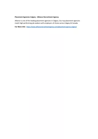placement agencies calgary alliance recruitment