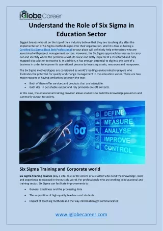 Understand the Role of Six Sigma in Education Sector