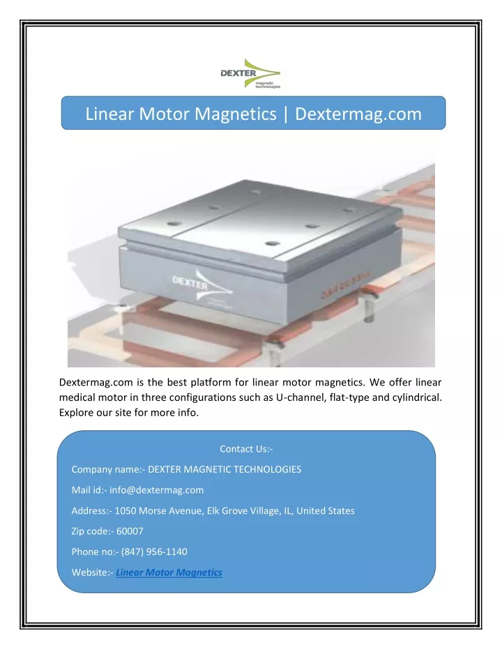 linear motor magnetics dextermag com