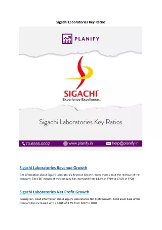 Sigachi Laboratories Revenue Growth