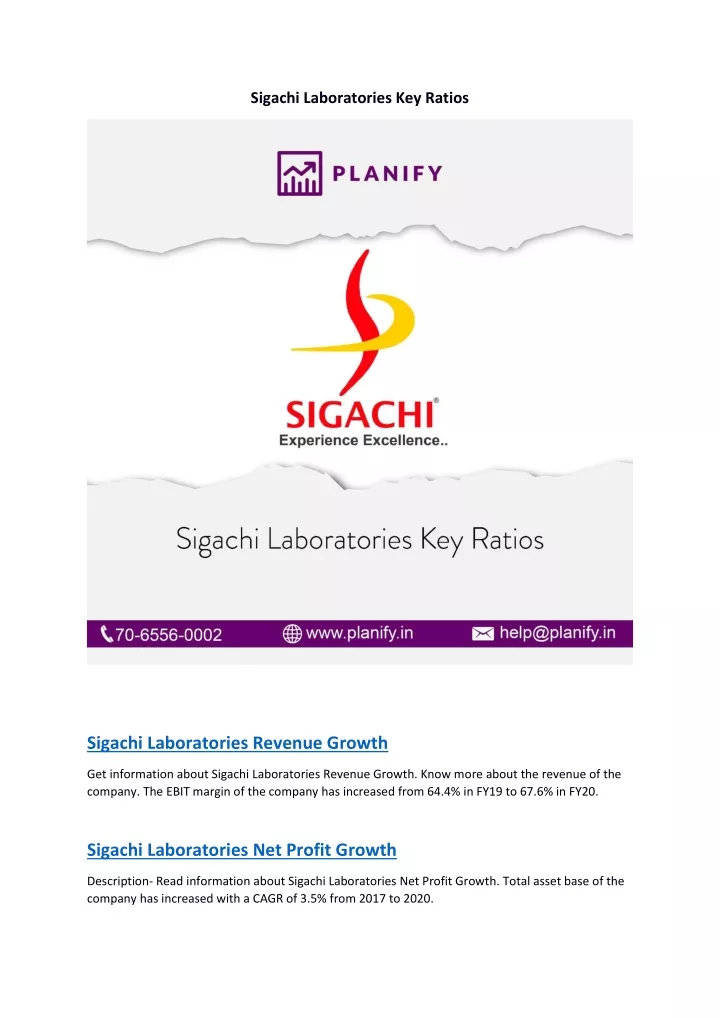 sigachi laboratories key ratios