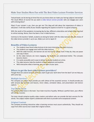 make your studies more fun with the best video