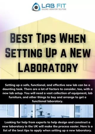 Things To Consider When Setting Up A New Laboratory | New Lab Setup UK