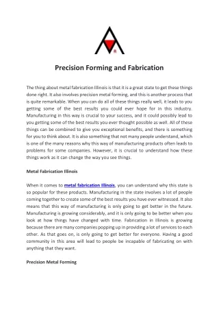 precision forming and fabrication