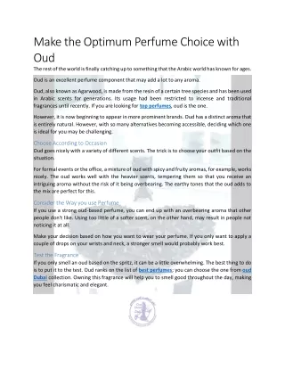 OudDubai_Make the Optimum Perfume Choice with Oud