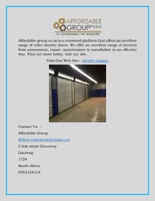 Shutter Repairs | Affordable-group.co.za
